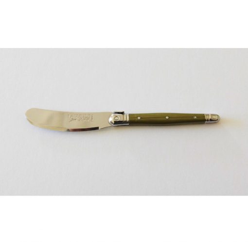 Laguiole Mini Cheese Knife and Spreader in Olive Green - Front - Astoria Home Store and Gift Shop - Product Preview