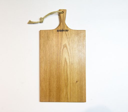 Made in USA Handmade in Mendocino Village Mendocino Stamped Cheese Charcuterie Board Gift Shopping Shop Face Front Profile Large Red Oak One Solid Piece of Wood