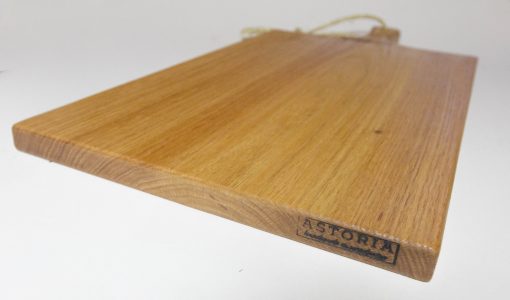 Made in USA Handmade in Mendocino Village Mendocino Stamped Cheese Charcuterie Board Gift Shopping Shop Side Profile Large Red Oak One Solid Piece of Wood