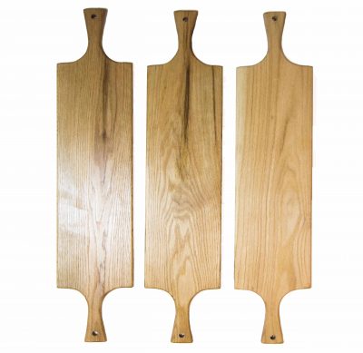 Three Double Handled Large Red Oak Hardwood Charcuterie Board Set - Double Deal Sale - USA MADE IN USA - Locally Handmade Handcrafted in Mendocino Village - Cheese Cutting Board 3