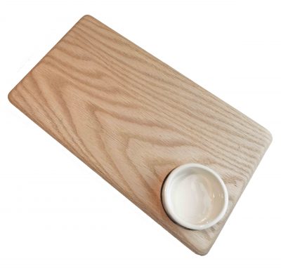 USA Made in USA Red Oak Cheese Board with Ceramic Ramekin Handmade Handcrafted in Mendocino Village Gift Shopping Gifts Product Image