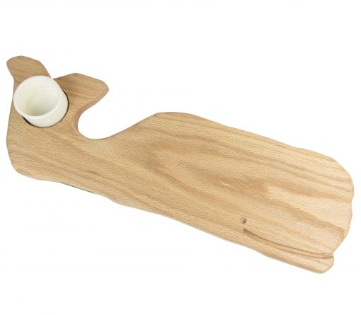 Solid Red Oak Whale Shaped Charcuterie Board Platter With Seated Ramekin - Gift Shopping Whale Cheese Board - USA MADE IN USA Handcrafted in Mendocino Woodworking