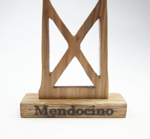 Mendocino Keepsake Mendocino Souvenir Gifts Set – Locally Handcrafted Woodworking Mendocino Village Water - Base Closeup