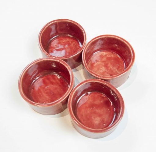 Small Ramekin Set - Handcrafted in Mendocino Handmade in USA MADE - Charcuterie Food Serving - Four Cranberry Red Ramekins 3 in Inch Diameter 1 - one half inch copy
