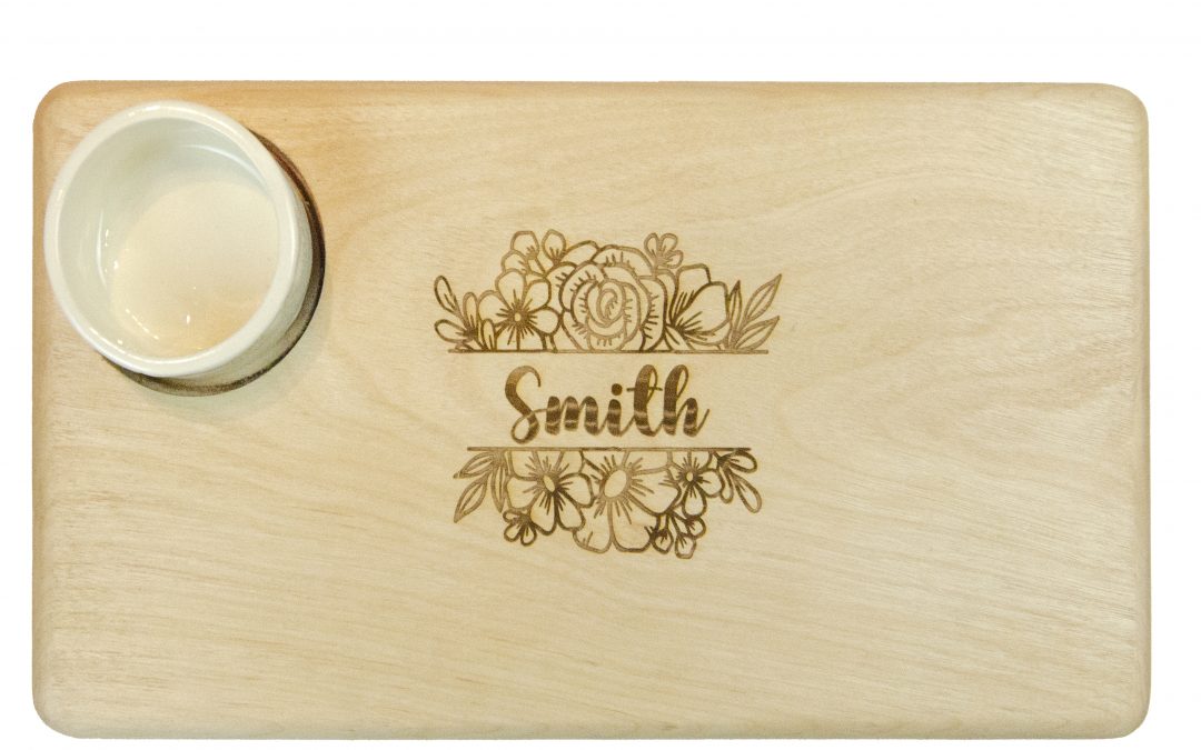Birch Board - White Ramekin - Split Floral Frame - Yummy Font - Smith Example