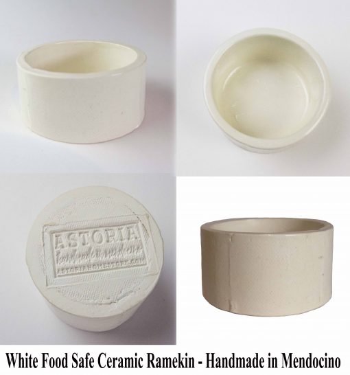 USA Made in USA White Food Safe Ceramic Ramekin - Handmade in Mendocino