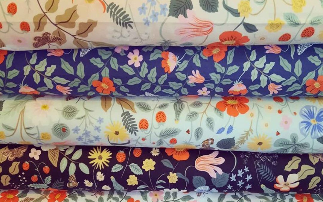 Shopping for fabric in Mendocino?  We finally got a few bolts of new Riflepaper CO Fabric!  Fabric bolts are all quilting weight cotton!  We sell all our fabric by the yard