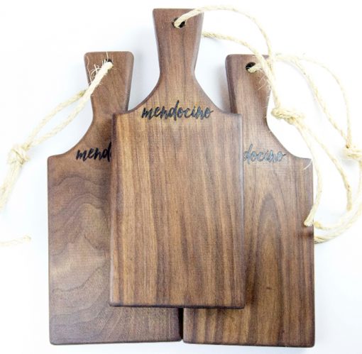 Mendocino Souvenir in Mendocino Locally Handcrafted Made in the USA MADE Small Size Black Walnut Charcuterie Board Gift Mendo Product Astoria Home Décor and Gifts – Gift Set of 3 Product Photo