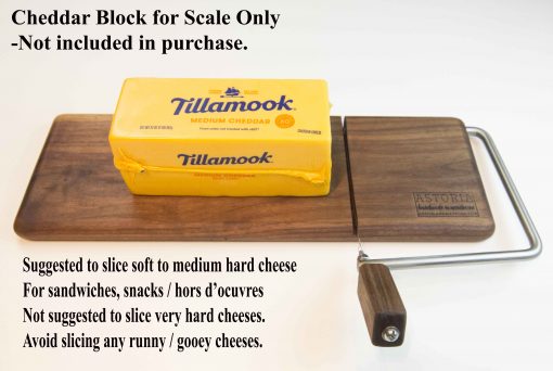 USA MADE IN USA Cheese Slicer fits a Large Block of Cheese Handmade in Mendocino Village Handcrafted Cheese Slicer Large Black Walnut Cheese Slicer close