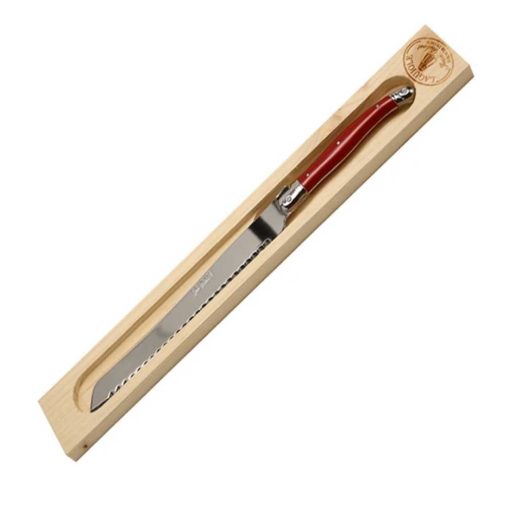 Laguiole Bread Knife Red Handle with Steel Fittings JD97117.RED