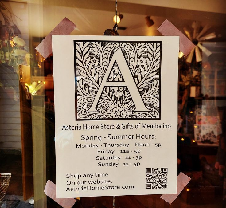 New store hours for Spring going into Summer!  We’ll be open later during the week:  Tuesday – Thursday Noon to 5pm,  Friday 11am – 5pm,  Saturday 11 – 7pm,  Sunday 11am – 5pm,  Monday 11 – 5pm  (We’re usually around earlier and stay open later if people are out and about)