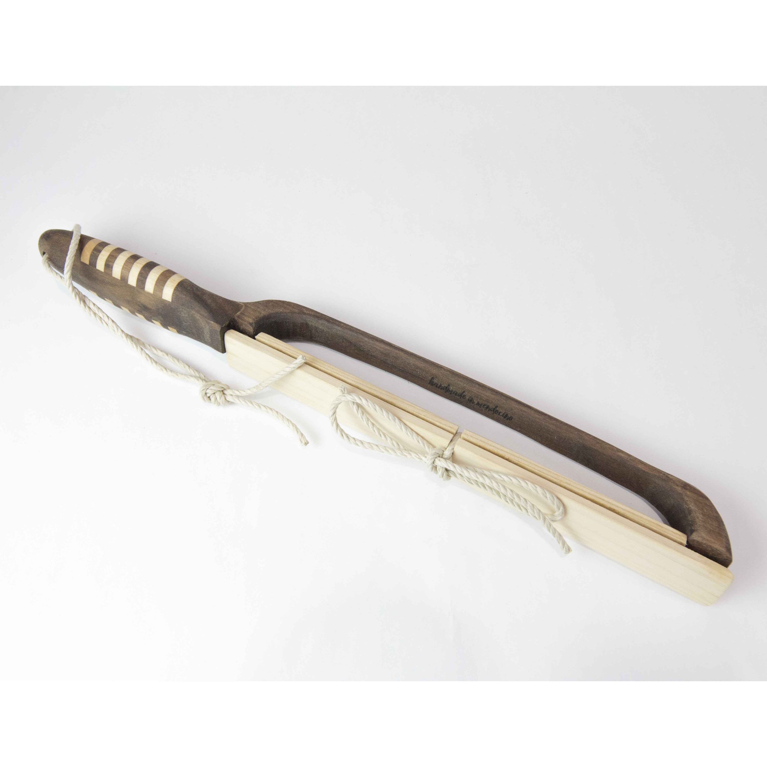 Left Handed Fiddle Knife - Bow Knife - Serrated Stainless Steel Blade - Cedar Sheath - Hemp Twine Lanyard - USA Made in USA Made In Mendocino California