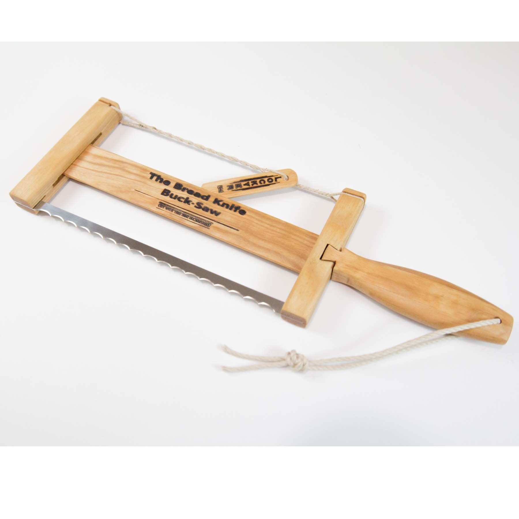 The Buck Saw Bread Knife in Birch Hardwood - Lockyer Brand - Rustic Bread Knife - Bread Knives - Collapsible Bucksaw Bread Knife - Product Listing
