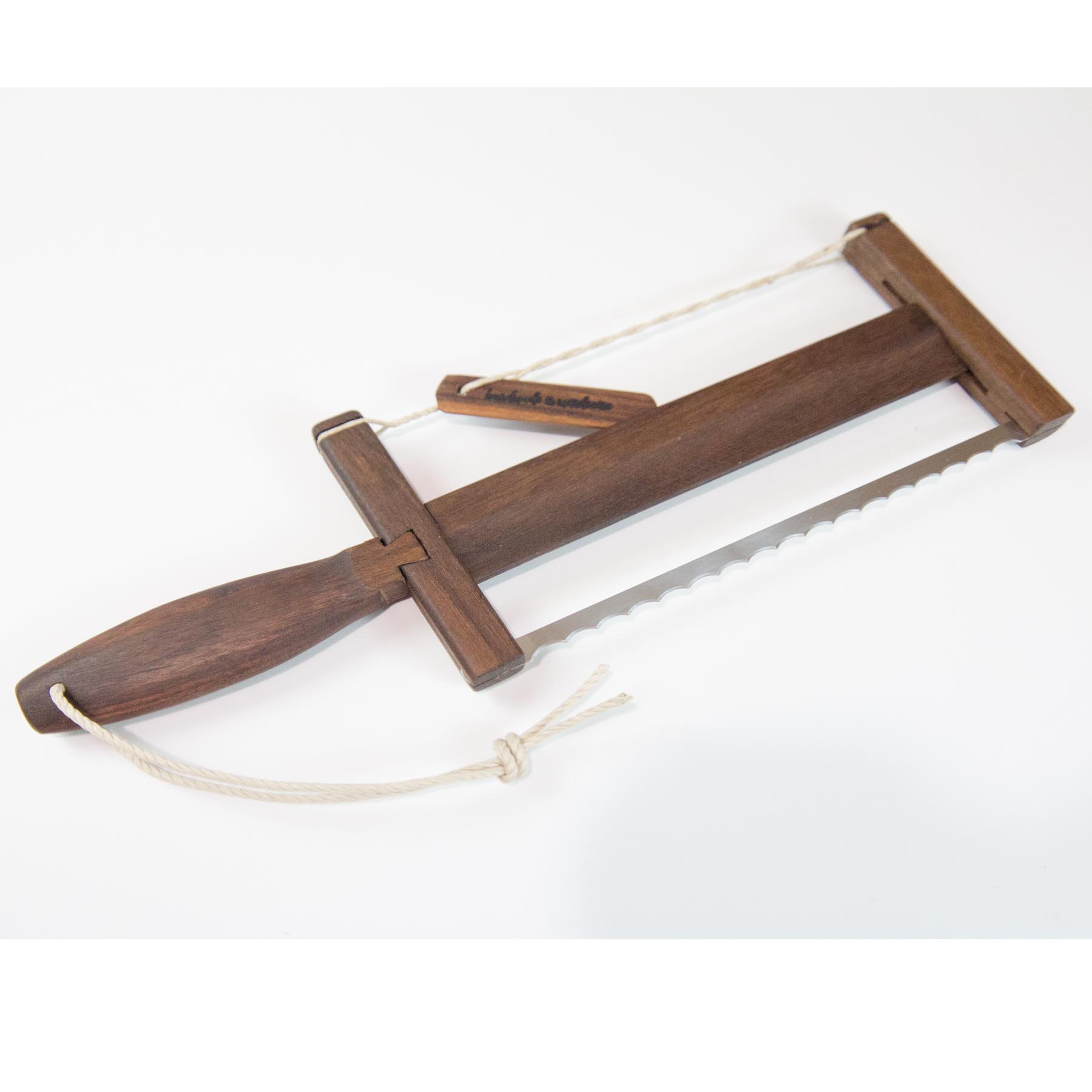 The Buck Saw Bread Knife in Black Walnut Hardwood - Lockyer Brand - Rustic Bread Knife - Bread Knives - Collapsible Bucksaw Bread Knife - Backside of Buck Saw