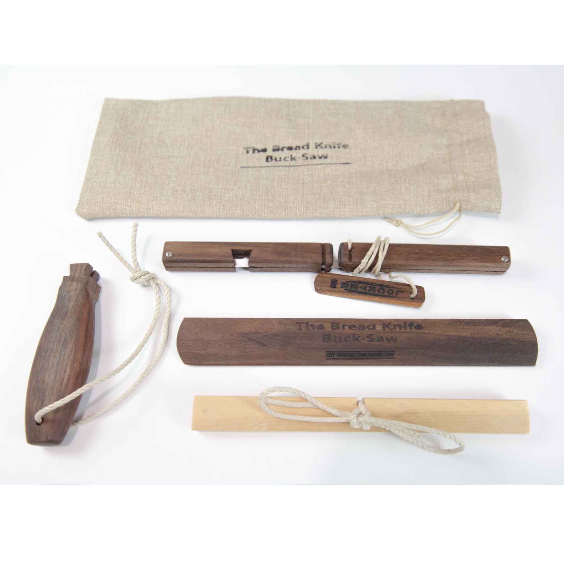 The Buck Saw Bread Knife in Black Walnut Hardwood - Lockyer Brand - Rustic Bread Knife - Bread Knives - Collapsible Bucksaw Bread Knife - Parts in Bag